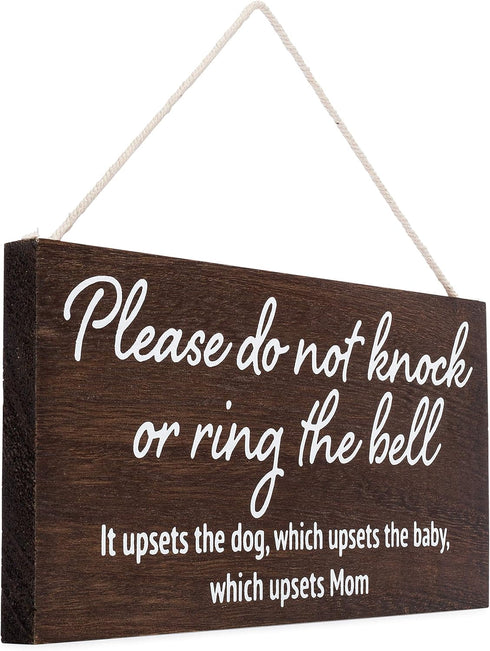 Baby sleeping sign for front door - Please do not knock or ring the bell, it upsets the dog, which upsets the baby, which upsets mom - No soliciti...