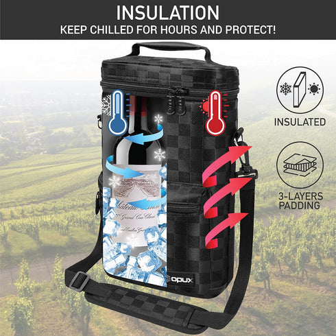 opux Wine Bag 2 Bottle Wine Tote Carrier, Insulated Wine Cooler Bag for Travel Picnic, Leakproof Portable Bottle Padded Case, Wine Gifts For Women...