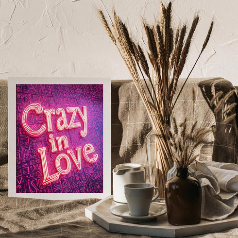 Posterizer 1 pcs-crazy in love-neon art-Valentine's inspired poster-Romantic Art-Holiday Poster Collection-Gift for Couples boyfriend girlfriend H...
