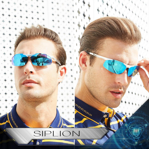 SIPLION Men's Sunglasses Polarized Sport Glasses for golf fishing driving Metal Frame Sun glasses...