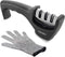Kitchen Knife Sharpener - Professional Handheld 3 Stage Sharpening Tool for Chef Knives with Diamond, Tungsten & Ceramic Rods Includes Cut Resista...