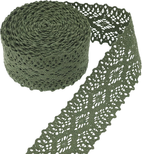 Lace Trim Cotton Lace Ribbon Eyelet Lace Ribbon Crochet Sewing Lace for junk journal supplies Crafts Supply(Green)...