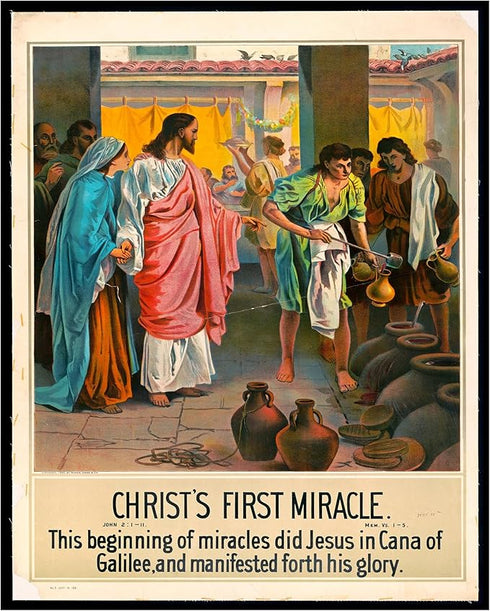 Posterizer 1 pcs-Christ's first miracle poster-Religious Posters-Gifts for Christians -Decor for Church, Sunday School Classroom- unframed wall ar...