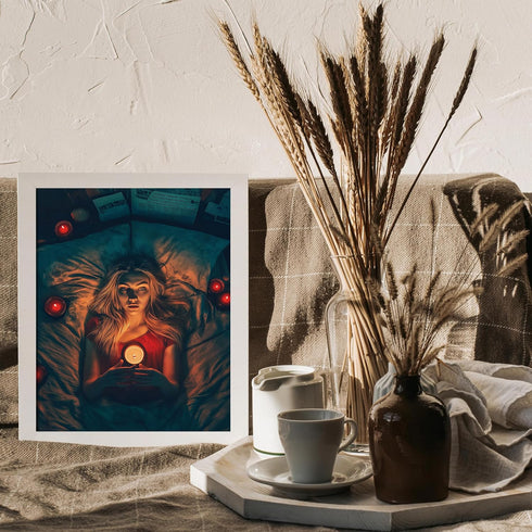 Posterizer 1 pcs-cute girl in bed with Valentine's day candles-Romantic Art-Holiday Poster Collection-Gift for Couples boyfriend girlfriend Husban...