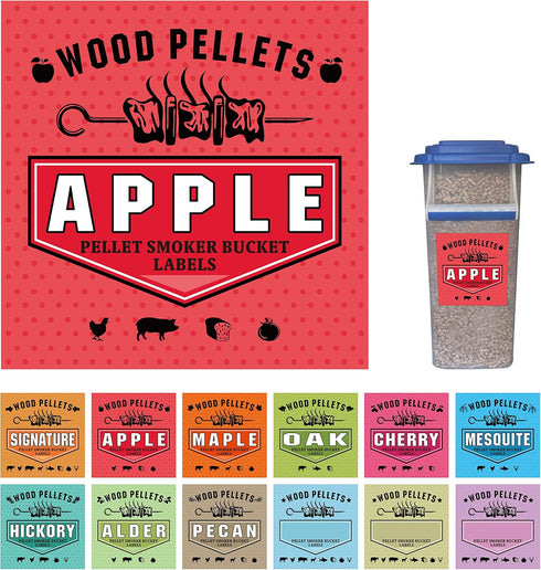 Smoker Grill Pellet Label Stickers, for Wood Pellet Storage Containers, Pasted on Pellet Storage Bucket for Easy Identification of Pellets of Diff...