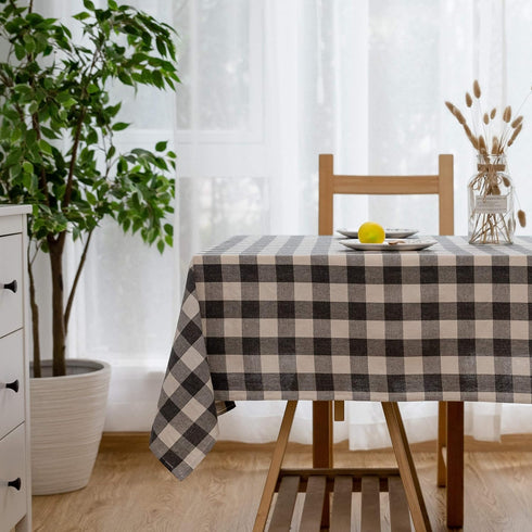 Aquazolax Table Cloths for Rectangle Tables Gray Buffalo Plaid Extra Long Farmhouse Decorative Wrinkle Free Table Covers for 6 Foot Table, 54Wx 10...