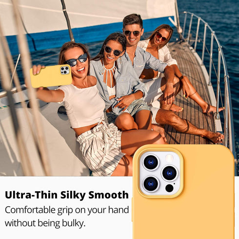 IceSword iPhone 12 Pro Max Case Yellow, Thin Liquid Silicone Shockproof Phone Case Cover, Bright Lemon Sun Citron Butter Cute, Drop Protective 6.7...