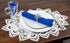 White European Lace and Antique Jacquard Fabric Peacock Tail Lace Place mat, Doily, End Table Cover (13Wx20L)...