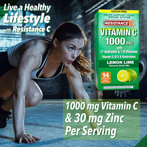Stick Packs 16 Nutrients & 7 B-Vitamins, Help Support Immune System, Powerful Antioxidants, Contains Electrolytes, Green, Lemon-Lime Flavor, 14 Co...