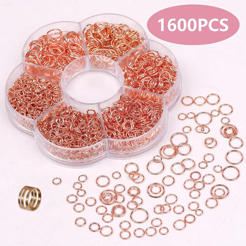 YAKA 1600Pcs 6 Different Sizes Open Jump Rings,5mm 6mm 7mm 8mm 9mm 10mm Ring Jewelry Keychain for Jewelry Making Accessories,1Pcs Jump Ring Open/C...