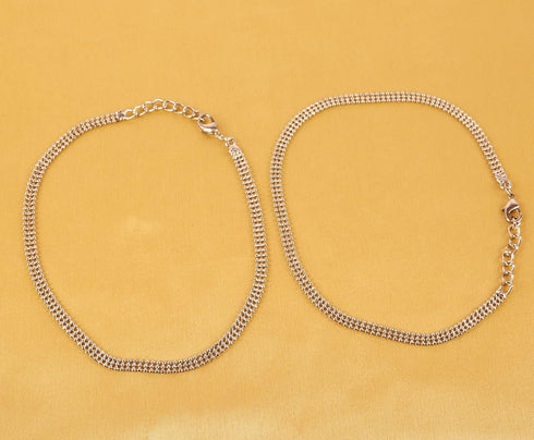 Touchstone Indian Bollywood Pretty Ethnic Style Small Ball Chain Designer Jewelry Paazeb Anklets Payal in Silver Tone for Women....
