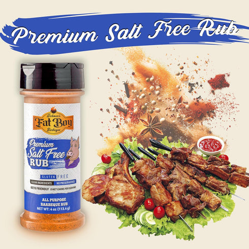 Fat Boy Natural BBQ Premium Salt Free Rub - Perfect for Pork, Chicken, Beef, Seafood and More - Clean Ingredients, No Preservatives, No MSG, Zero ...