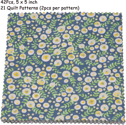 Floral Print Cotton Fabric Squares Bundles,Charm Packs for Quilting 5 inch,Fabric Scraps for Crafts,Precuts Quilt Squares 5" x 5"...