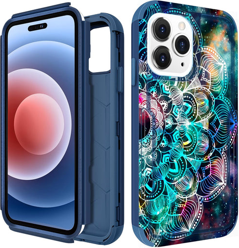 for iPhone 11 Pro Max Case, Designer Mandala Pattern Heavy Duty Protective Shockproof 11 Pro Max Phone Cases for Women Men Girls Boys, Hard Bumper...