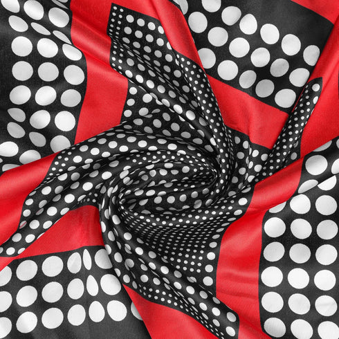 uxcell Red Black Polka Dots Stripe Print Neckerchief Square Neck Scarf Wrap for Lady...