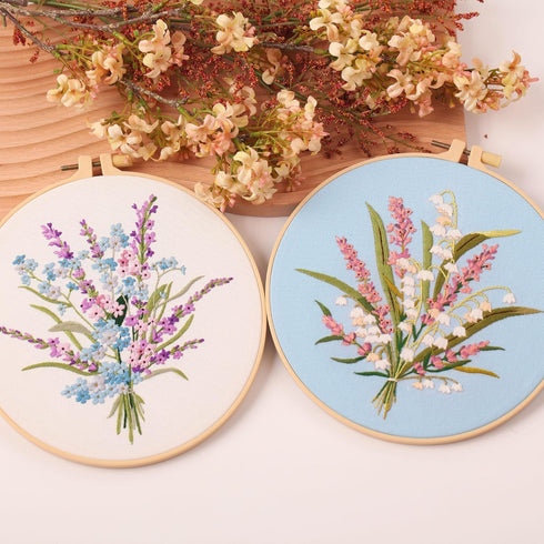 Harimau 3Pc Embroidery Kit for Beginners, Floral Plant Pattern,Cross Stitch Kits Set, Including Stamped Embroidery Cloth with 3 Embroidery Hoops, ...