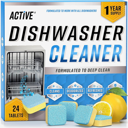 Dishwasher Cleaner And Deodorizer Tablets - 24 Pack Deep Cleaning Descaler Pods for Dish Washer Machine, Heavy Duty, Septic Safe, Natural Limescal...