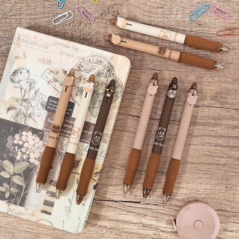 BAYTORY 8Pcs Cute Retractable Erasable Gel Pens, Blue and Black Ink Pen with Eraser Clear, Smooth Writing Comfortable to Use for Note Taking Marki...