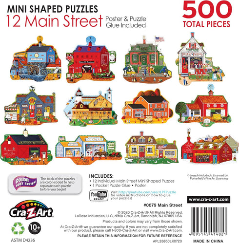 RoseArt - Mini-Shaped - Main Street - 500 Piece Jigsaw Puzzle for Adults...