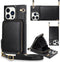 for iPhone 13 Pro Max Leather Wallet Case (6.7-Inch) - Zipper Shockproof Leather Card Holder (12 Cards) & Anti-Theft Lanyard - Crossbody Bag with ...