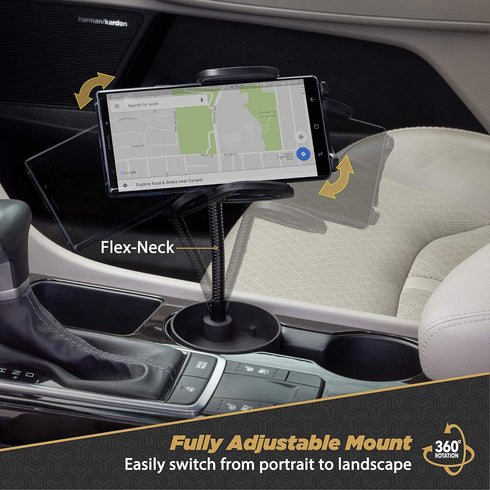 Scosche SUHCUPM-XCES0 Select Phone Mount for Car with Adjustable Gooseneck, Spring Loaded Cup Holder Base, Universal, Black...