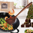 FJNATINH Wooden Wok Spatula Ladle Tool Set, 14-inch Long Handle Teak Wok Spatula...