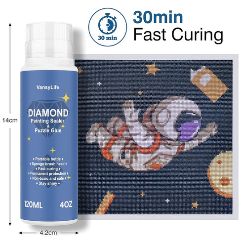 Diamond Painting Sealer 120ML with Sponge Head, 5D Diamond Painting Glue and Jigsaw Puzzle Glue for Permanent Hold & Shine Effect (4 OZ)...