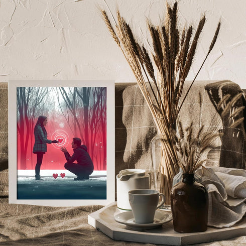 Posterizer 1 pcs-Valentine's Day proposal in a snowy park cute poster -1-Romantic Art-Holiday Poster Collection-Gift for Couples boyfriend girlfri...
