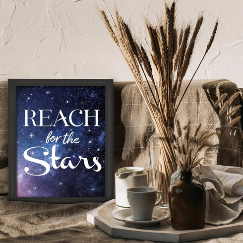 Posterizer 1 pcs-reach for the stars-encouraging quote-Kids Room Art-Motivational & Inspirational Art-decor for nursery toddlers kids room- UNFRAM...