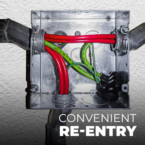 OhLectric Multi Cable Connectors with 2 Port 4-14 Wire Range - Dual Entry Splice Electrical Power Connector - Black Insulated Vinyl Coated Wire Co...