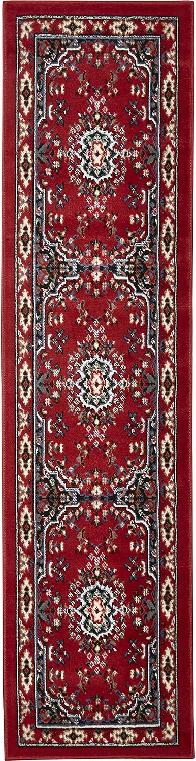 Home Dynamix Premium Sakarya Traditional Medallion Border Area Rug, Claret, 1'9"x7'2" Runner...