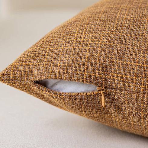 Kevin Textile Decorative Throw Cushion Covers Farmhouse Cushion Case Indoor Outdoor, Set of 2, 22 x 22 inches (55x55cm), Hazel Brown...