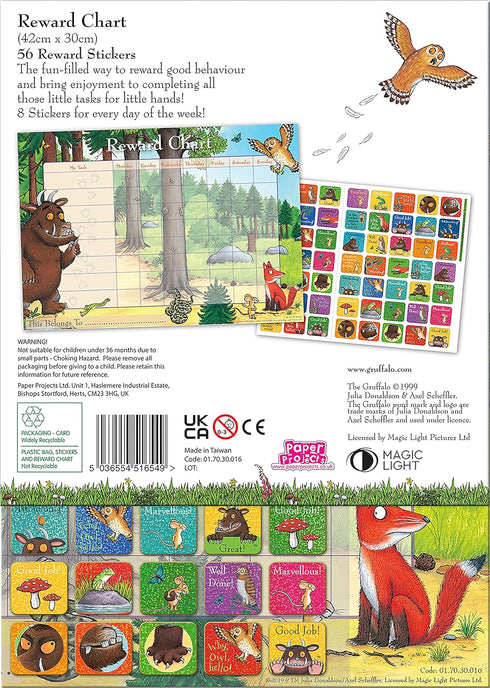01.70.30.016 The Gruffalo Reward Chart and Sparkly Stickers...