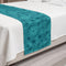 Lunarable Teal and Turquoise Bed Runner, Geometric Abstract Composition with Different Shapes Theme, Decorative Accent Bedding Scarf for Hotels Ho...