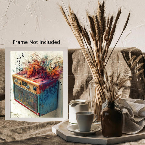 Posterizer-rustic modern art of classic boombox playing music -1-Musical Art Collection-Retro Art-Living Room Bedroom Decor- unframed wall art...