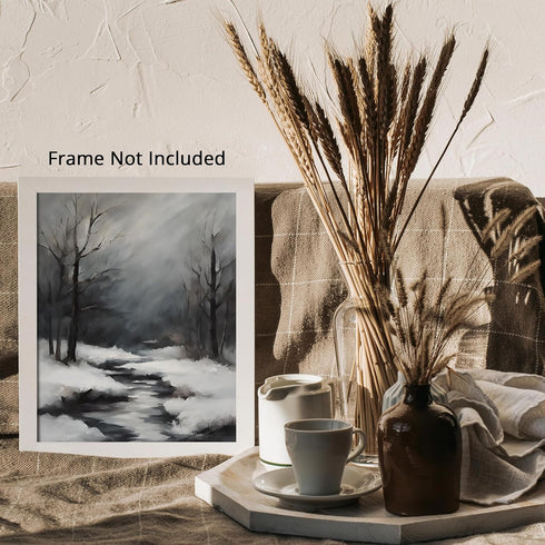 Posterizer 1 pcs-beautiful scenary of snowy winter in oil painting style-8-Landscape & Nature Art-GIft for Men Women Teens-Dining Room Decor- unfr...