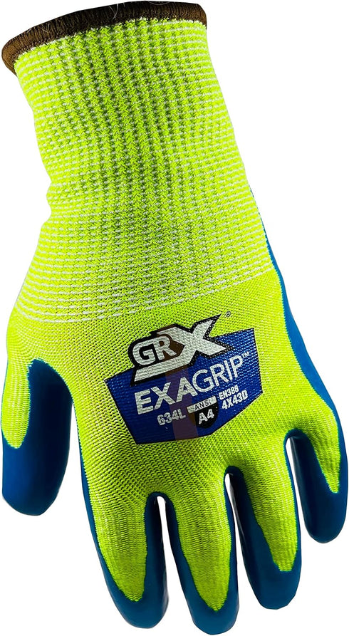 Cut Series 634 Cut Resistant ExaGrip Coated Palm Work Gloves in Size L...