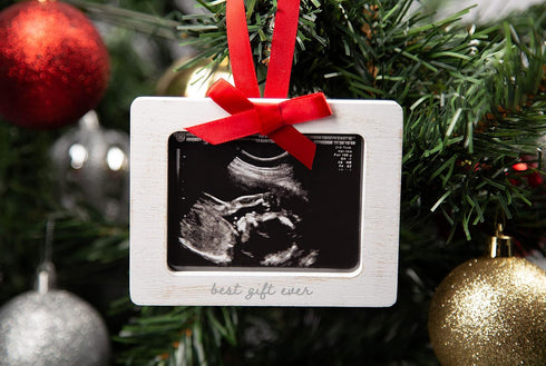 Pearhead Sonogram Picture Ornament with Burlap Ribbon and Wooden Frame | Ultrasound Photo Keepsake for Christmas Tree, Holiday Décor, and Pregnanc...