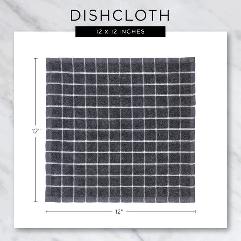 DII Basic Terry Collection Windowpane Dishcloth Set, 12x12, Blueberry, 6 Piece...