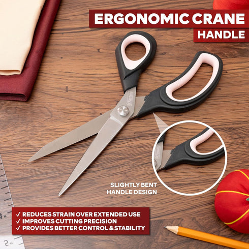 XFasten Sewing Scissors for Fabric Cutting Pink 9.5 Inch Professional Fabric Scissors Sewing | Heavy duty and Large...