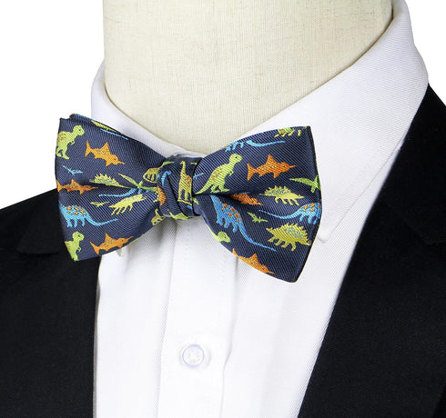 OCIA Boys Dinosaur Sharks Pattern Pre-Tied Bowtie Kids Adjustable Bow Tie...