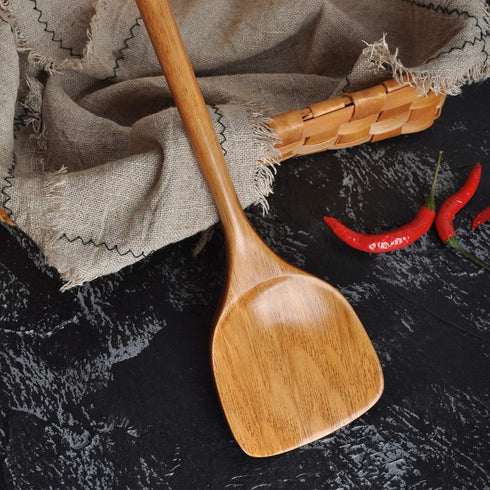 FJNATINH Wooden Spatula with Long Handle for Cooking Kitchen Cookware...