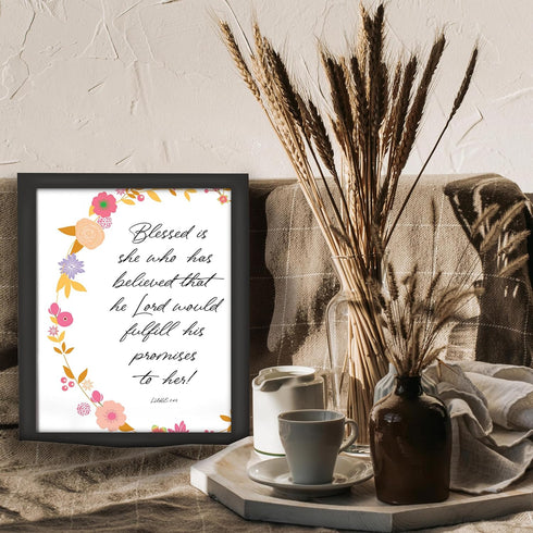 Posterizer 1 pcs-Blessed is She-Positive Quotes-Bible Verse-Religious Posters-Motivational & Inspirational Art-Gifts for Christians - Gift for Dau...