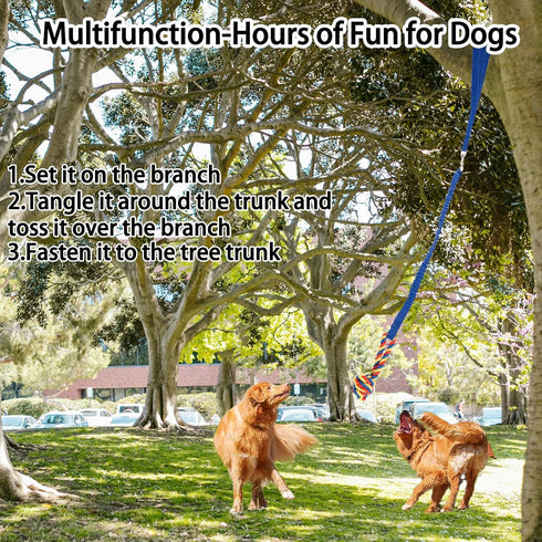 Dog Bungee Tug Toy Hanging Dog Rope Toy Indoor Outdoor Pull Interactive Toys with 1 DIY Chew Rope for Small Medium to Large Dogs...