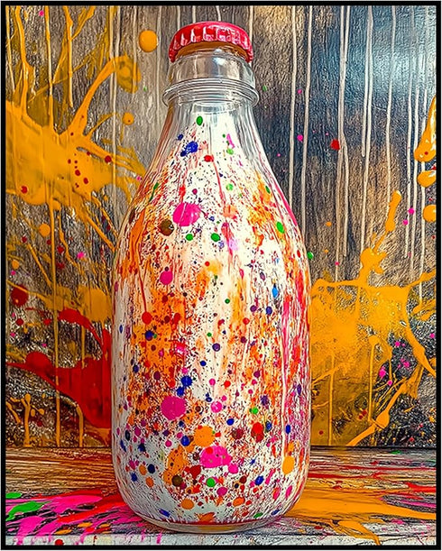 Posterizer 1 pcs-soda bottle and color splashes-vibrant food and drinks poster -2-Kitchen & Bar Art Gift for Men Women Entrepreneur Teens- unfram...