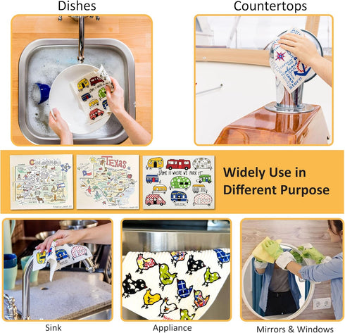 Swedish Dishcloth Set (RV Camper) – Super Absorbent, Reusable Kitchen Towels for RVs, Cleaning and Drying – Ideal for Camping, Travel, and Everyda...