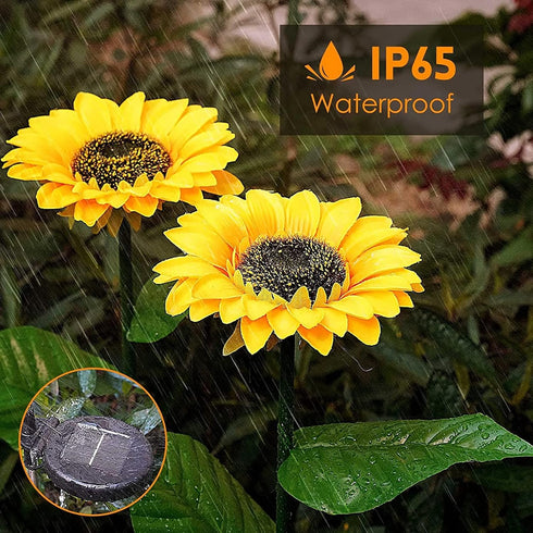 DAZZLE BRIGHT Sunflower Shape Solar LED Lights, 2 Pack Garden Waterproof Decorative with Stake for Outdoor Yard Pathway Outside Patio Lawn...