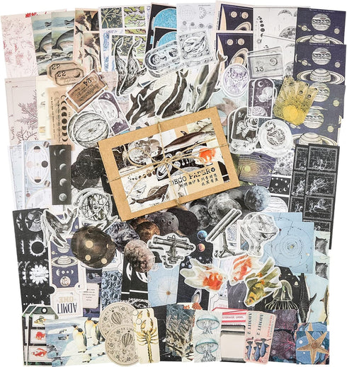 Knaid 200 Pieces Vintage Ephemera Pack Decoupage Paper Junk Journal Kit Scrapbook Planner Sticker Supplies for Art Journaling Bullet Journals Coll...