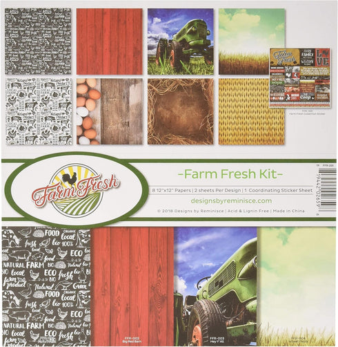 Reminisce Farm Fresh Scrapbook Collection Kit, Multi Color Palette, 12-x-12-Inch...