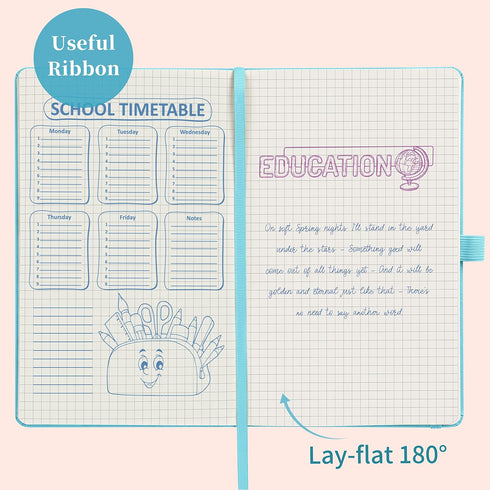 Graph Grid Paper Notebook/Journal - Classic Journal/Notebook with Ribbon Divider, Hardcover with Thick Paper, 5.3" x 8.26", Banded + Pen Holder +I...